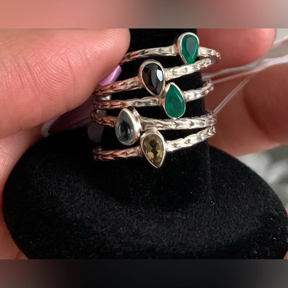 Sterling Sliver Stackable Rings with Gemstone